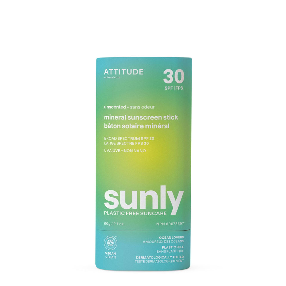 ATTITUDE mineral sunscreen stick zinc oxide close-up shows mineral protection.