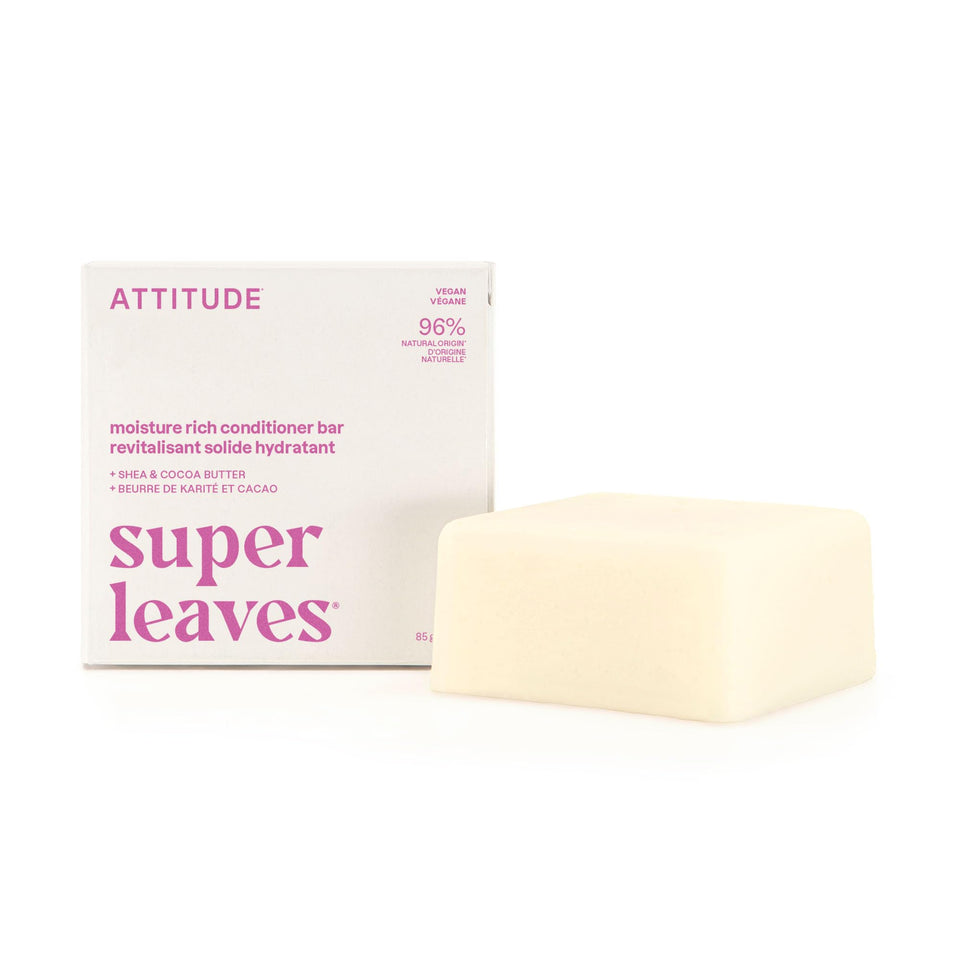 ATTITUDE Moisture Rich Conditioner Bar packaging shown, featuring plastic-free and recyclable design.