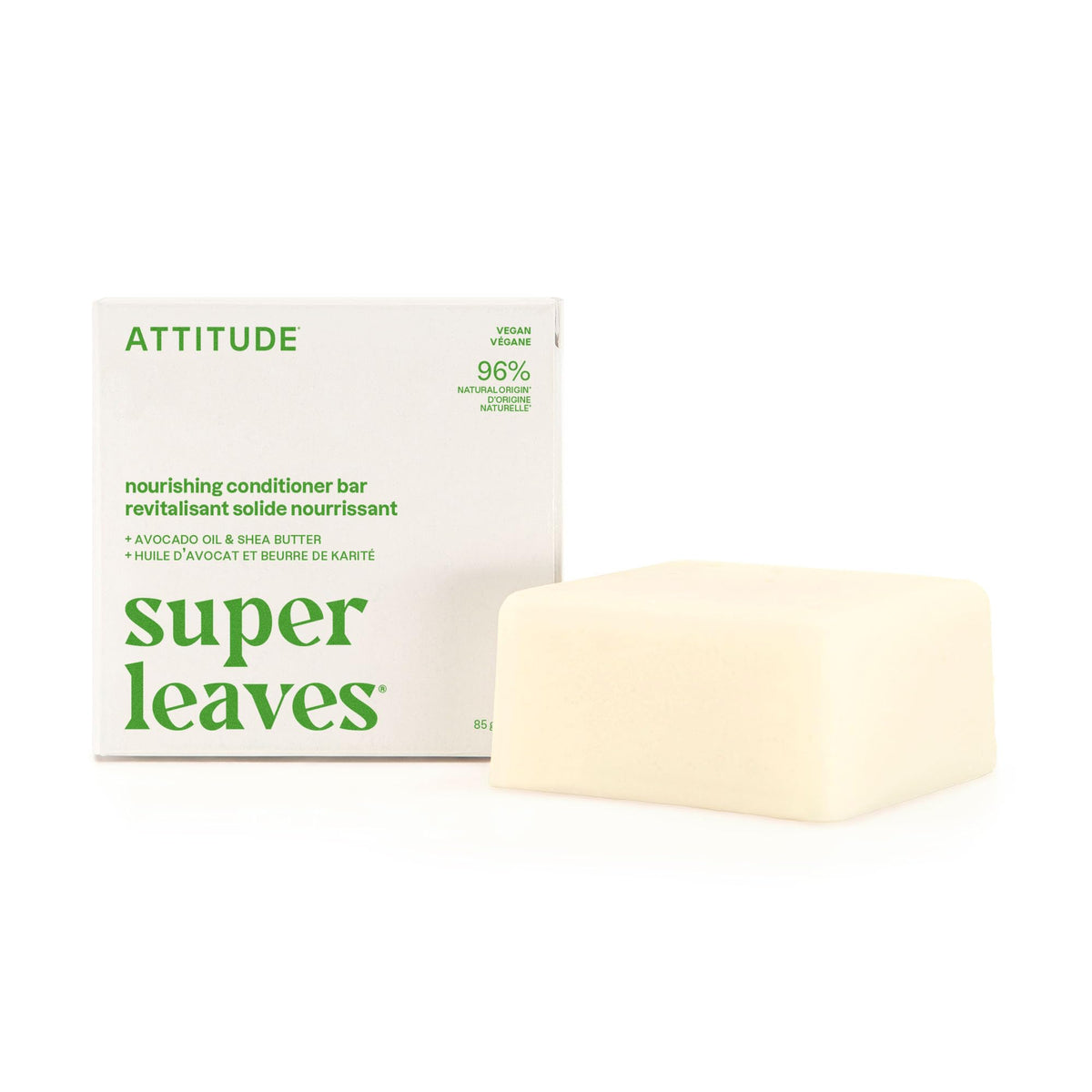 ATTITUDE Nourishing Conditioner Bar with avocado oil hydrates dry hair
