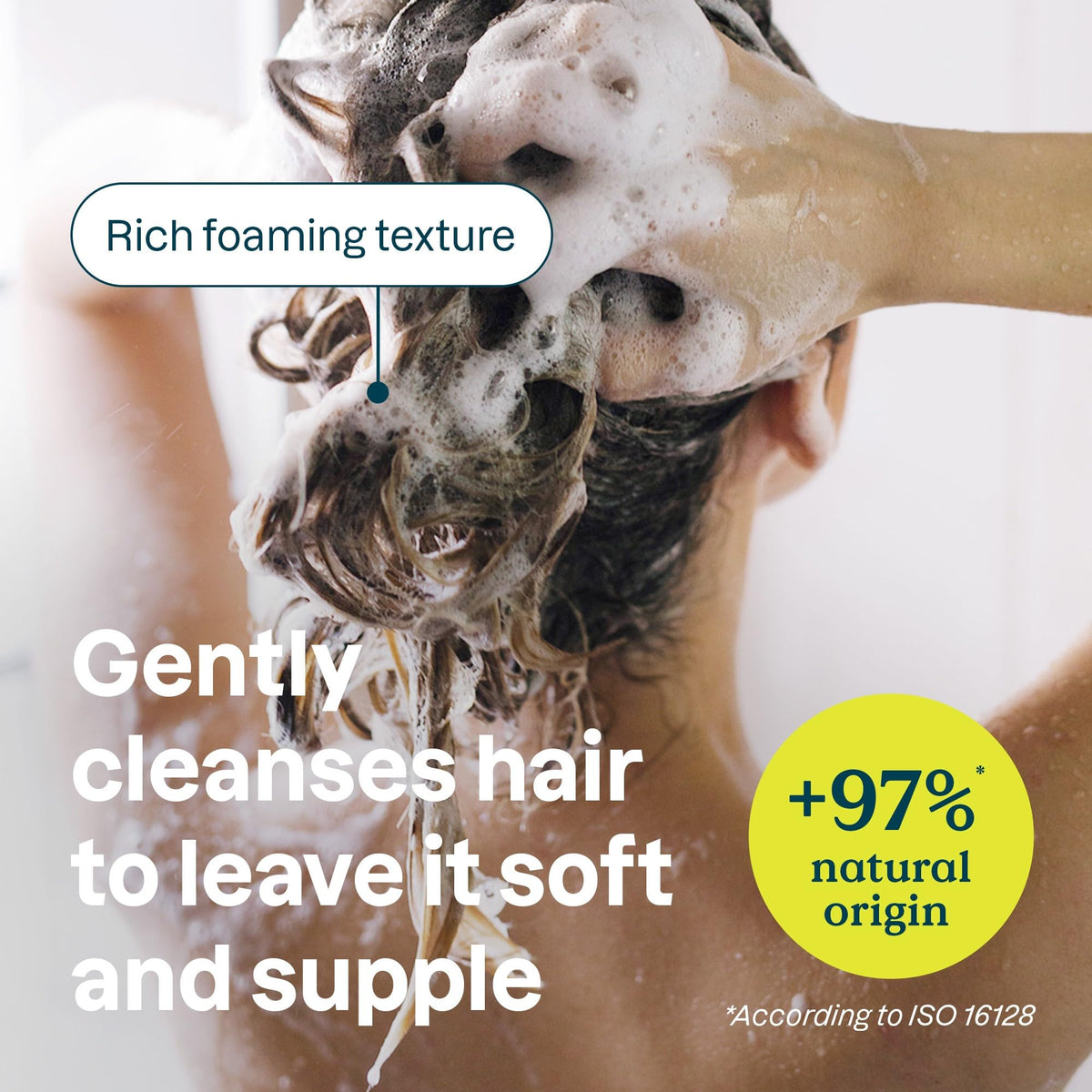 ATTITUDE Nourishing shampoo jar shows avocado oil and oat extract for calm scalp.