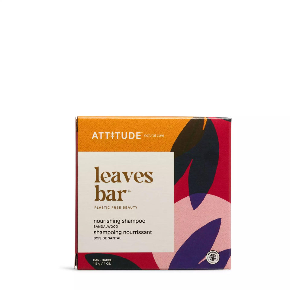 ATTITUDE Nourishing Shampoo Bar packaging in FSC cardboard for eco-friendly travel.