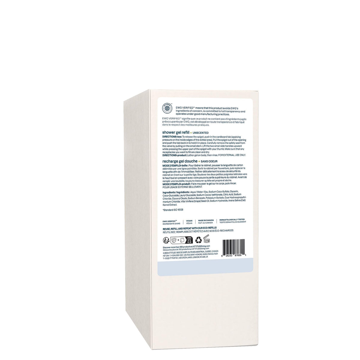 ATTITUDE Oatmeal Sensitive Body Wash ingredients chart showing oat extract