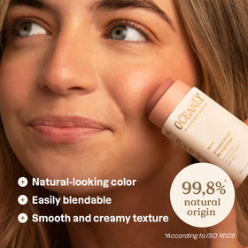 ATTITUDE Oceanly Rose blush close-up highlights pigment and smooth texture