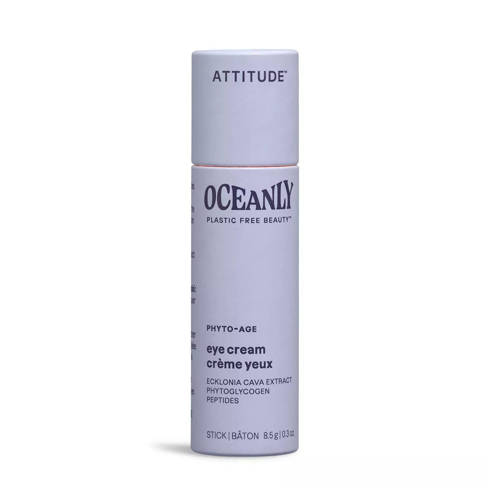ATTITUDE Oceanly Eye Cream Stick packaging shown with eco-friendly, plastic-free design.