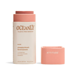 ATTITUDE Oceanly blush stick Rose application shows creamy blendable color for natural glow