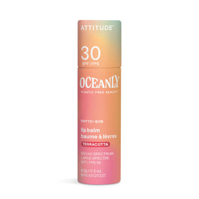 ATTITUDE Oceanly lip balm in plastic-free FSC packaging for daily sun protection.