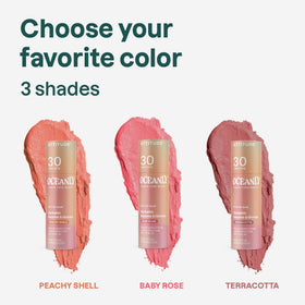 Oceanly lip balm contains zinc oxide for mineral SPF protection.
