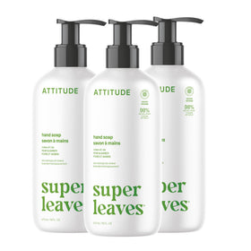 ATTITUDE Pear & Amber hand soap bottle with plant-based formula for daily use.