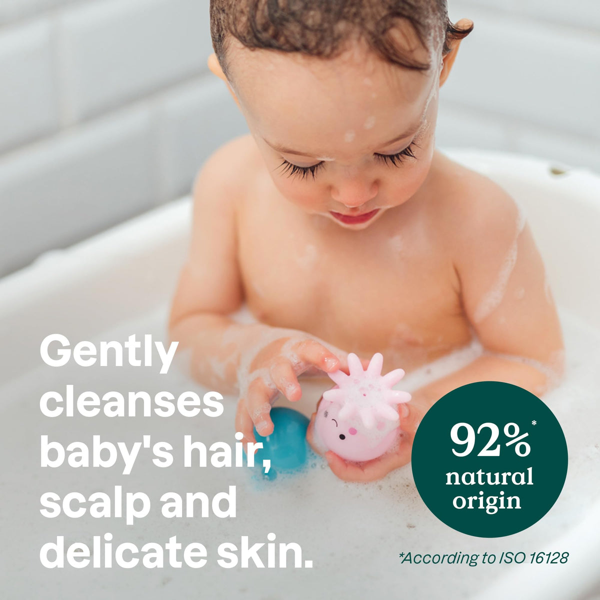 ATTITUDE baby shampoo bar creates a gentle, rich lather for soft skin.