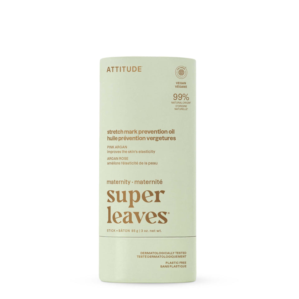 ATTITUDE pregnancy stretch mark oil bottle pour for smooth, hydrated skin during pregnancy.