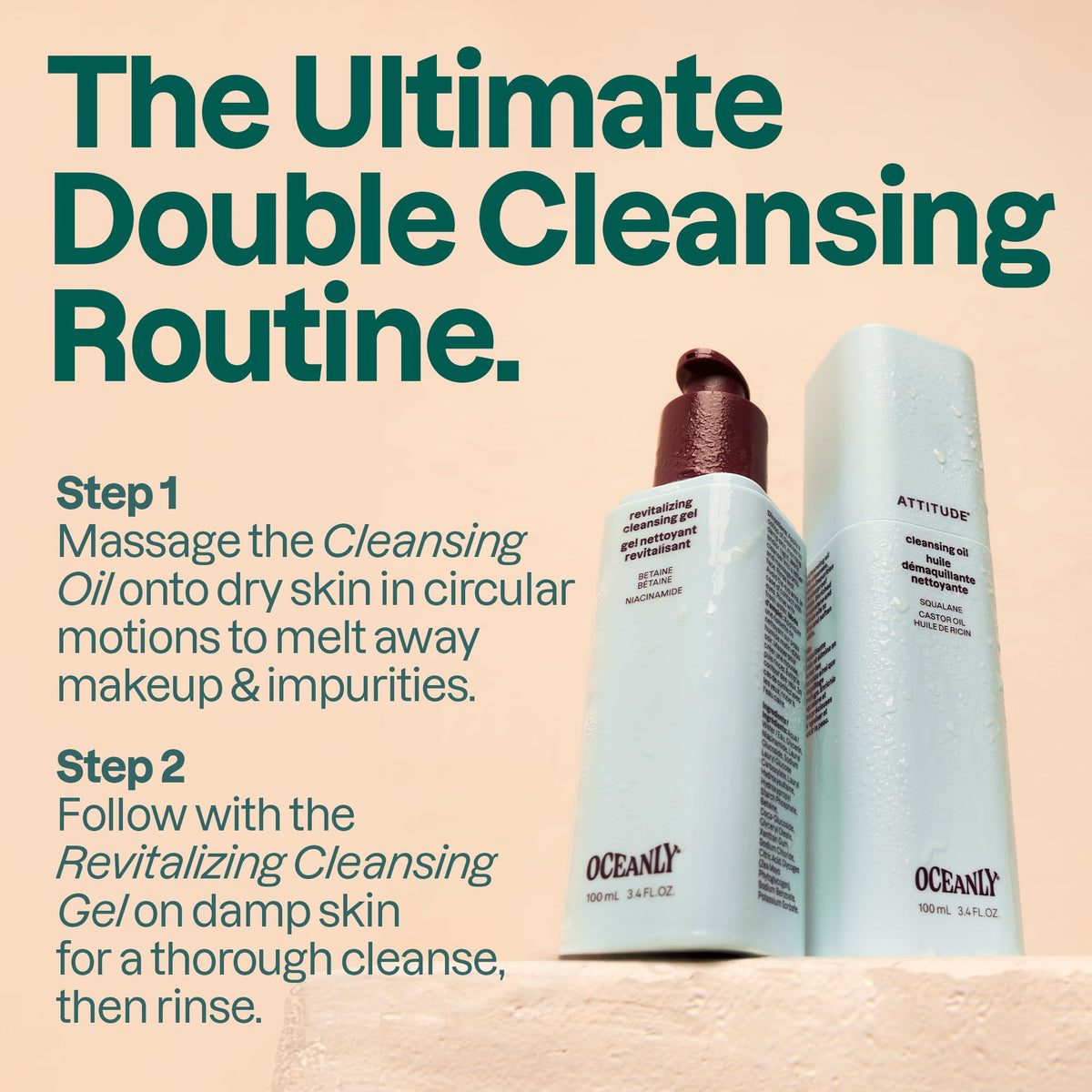 ATTITUDE Revitalizing Cleansing Gel texture closeup highlights smooth non-irritating formula.