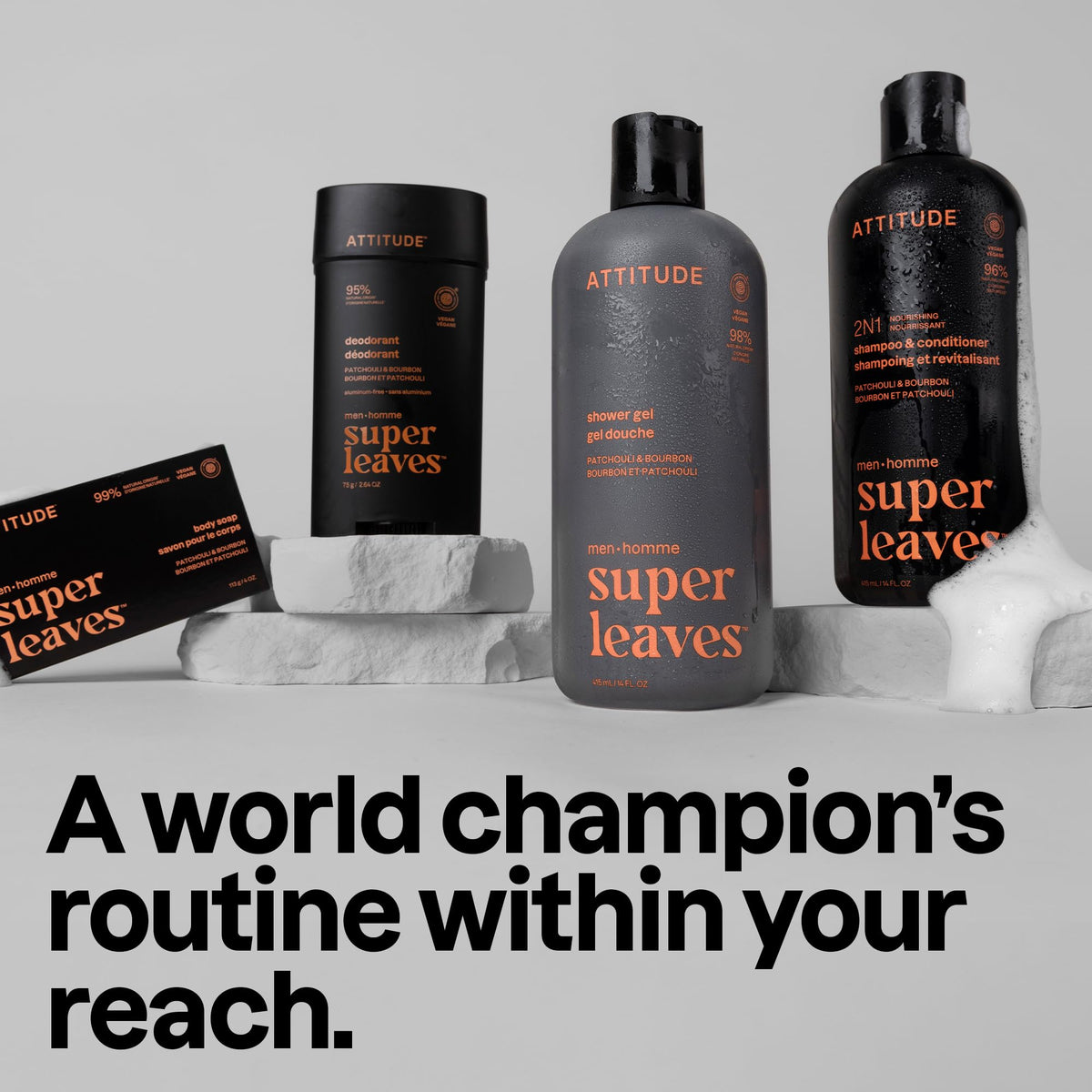 ATTITUDE rich-lather on hair demonstrates cleansing and conditioning in one step