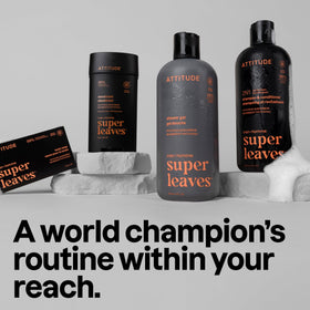 ATTITUDE rich-lather on hair demonstrates cleansing and conditioning in one step