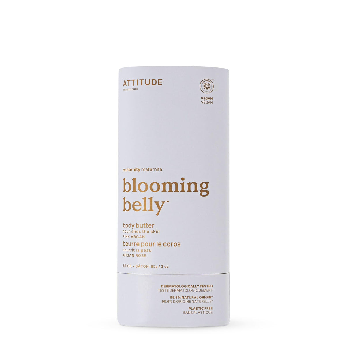 ATTITUDE Rose Argan Oil Belly Butter nourishes pregnant skin for soothing comfort.