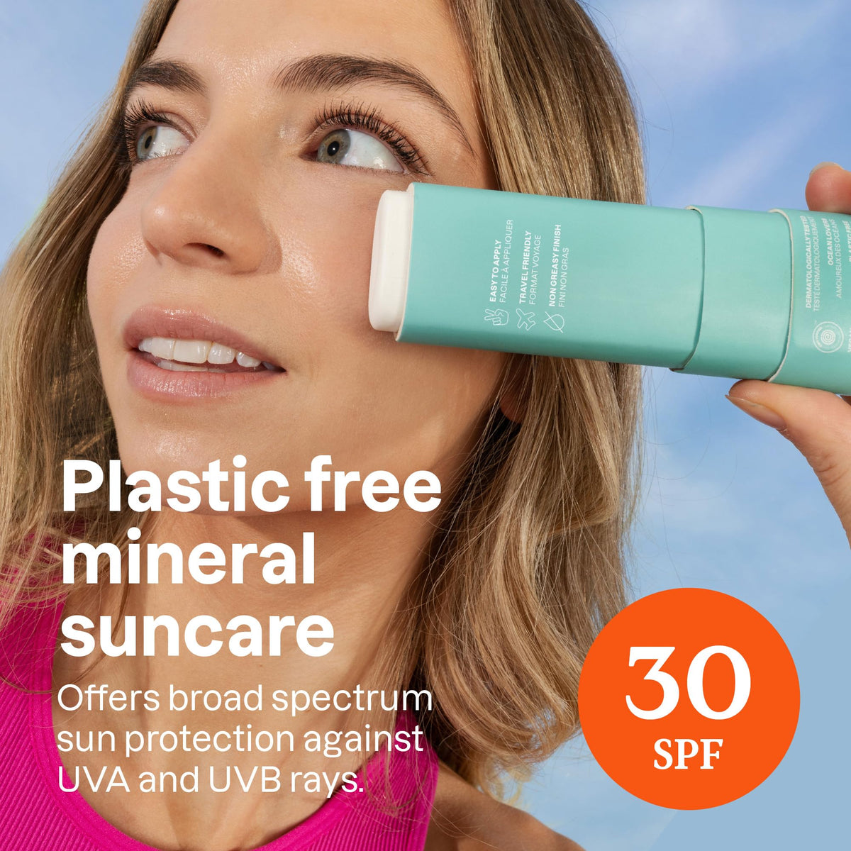 ATTITUDE sunscreen stick in compact form is ideal for on-the-go UV defense.