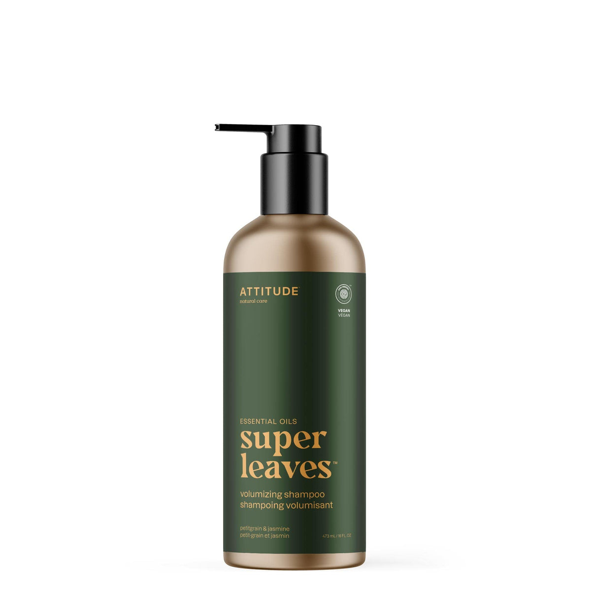 ATTITUDE Volumizing Shampoo bottle with petitgrain and jasmine aroma for a refreshing cleanse.