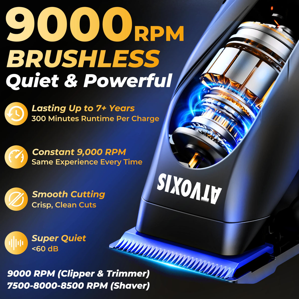 ATVOXIS cordless clippers with zero gap design deliver clean fades anywhere.