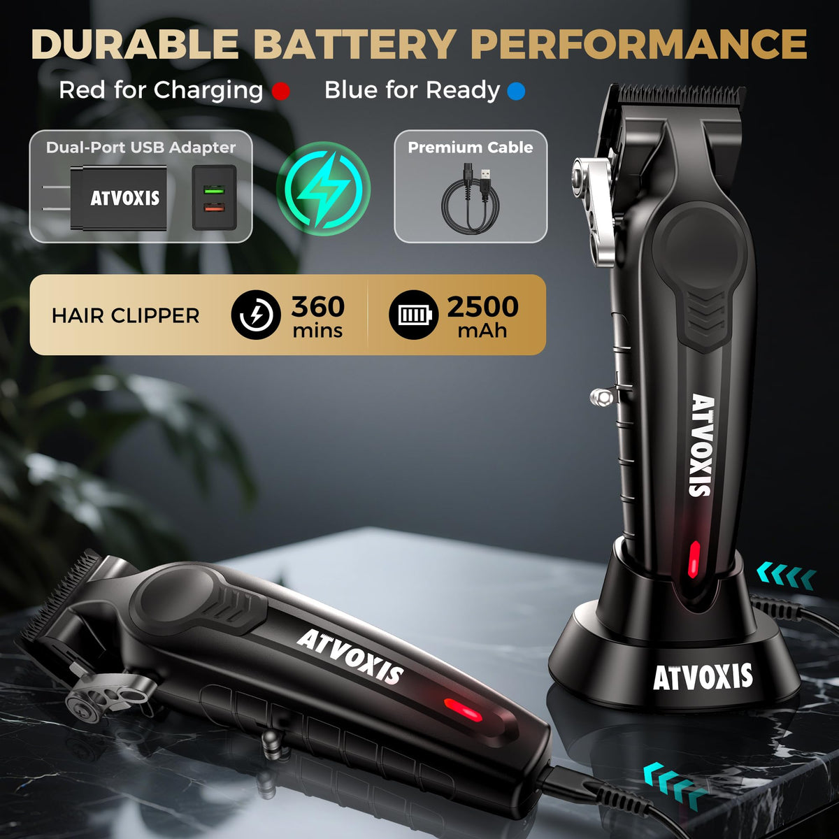 ATVOXIS magnetic color-coded combs speed up fades with precise micro-adjustments.