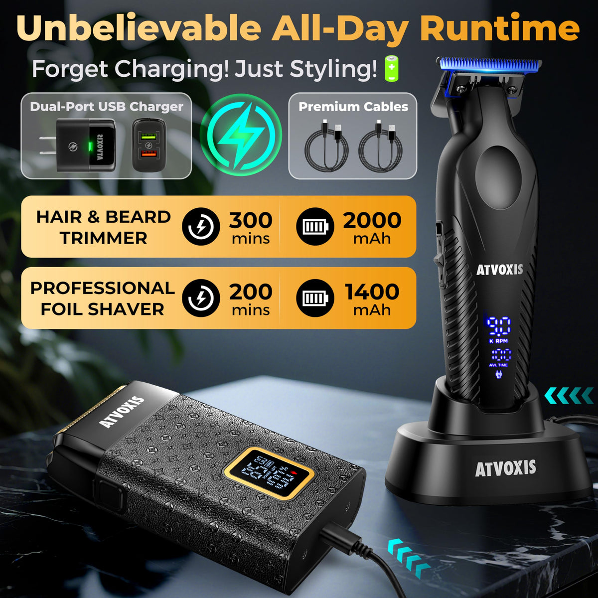 ATVOXIS three-speed control dial for personalized grooming