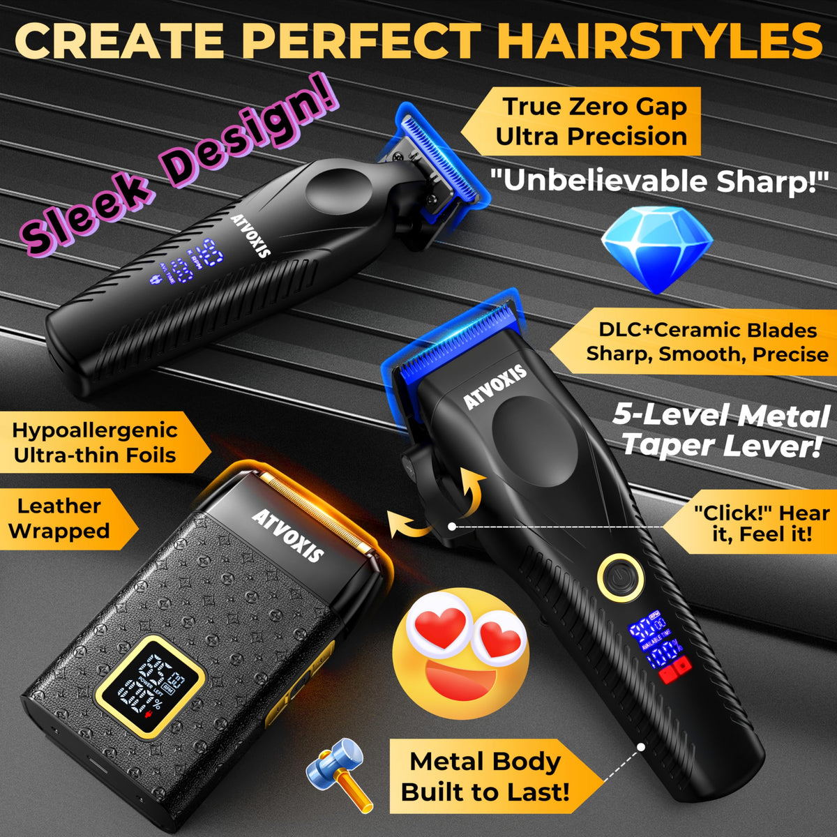 ATVOXIS travel pouch stores clippers and guards for on-the-go grooming.