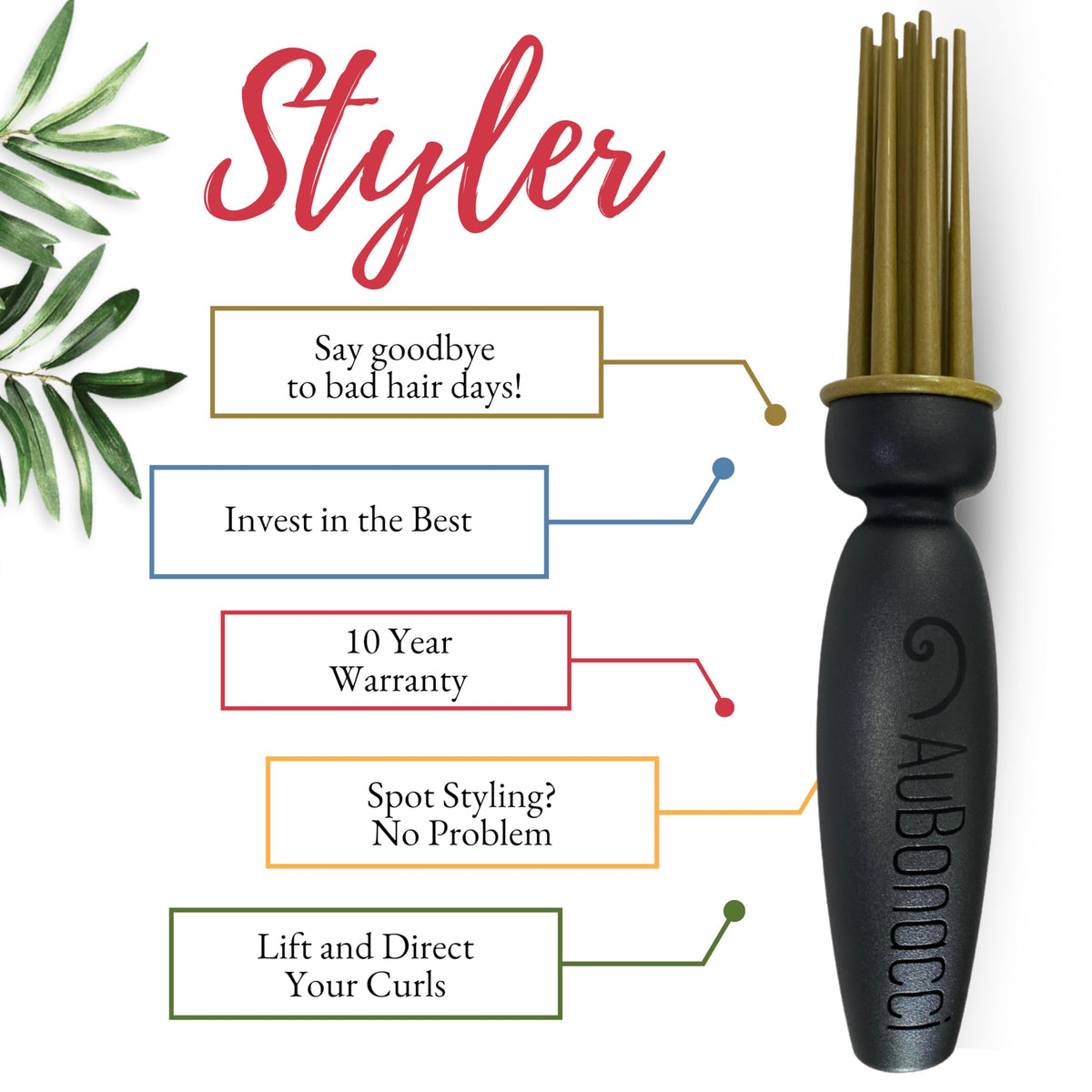 AuBonacci Styler adds root volume during diffusing for defined curls.