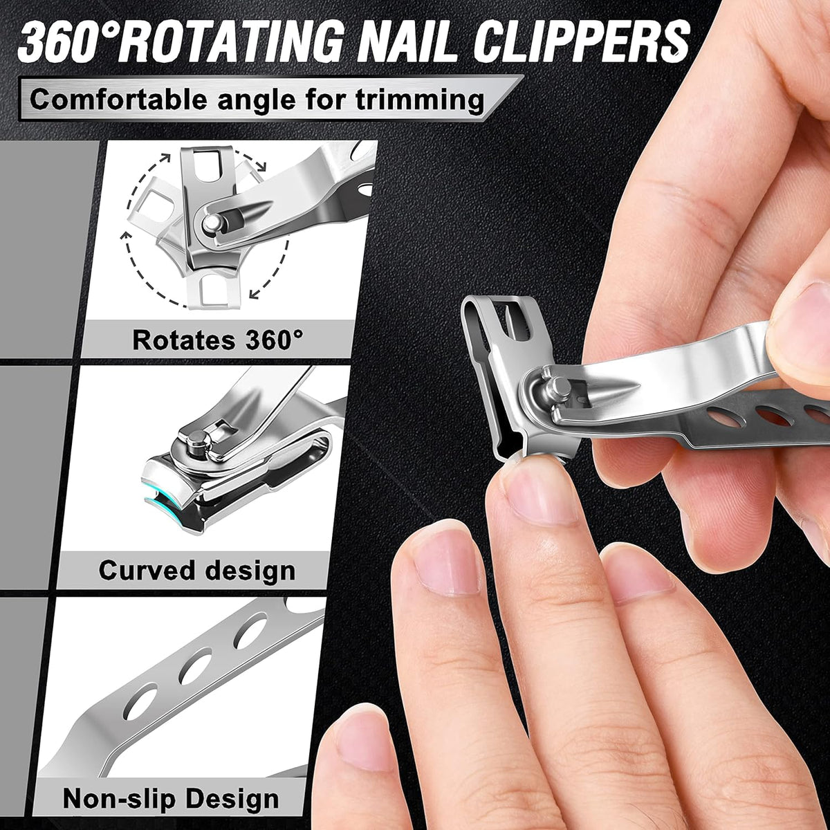Aucurwen ergonomic anti-slip handle provides secure grip during trimming.