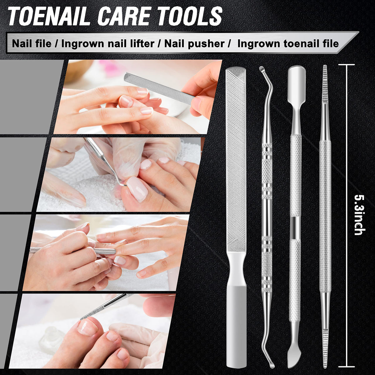 Aucurwen nail file and ingrown lifter smooths edges and lifts nails