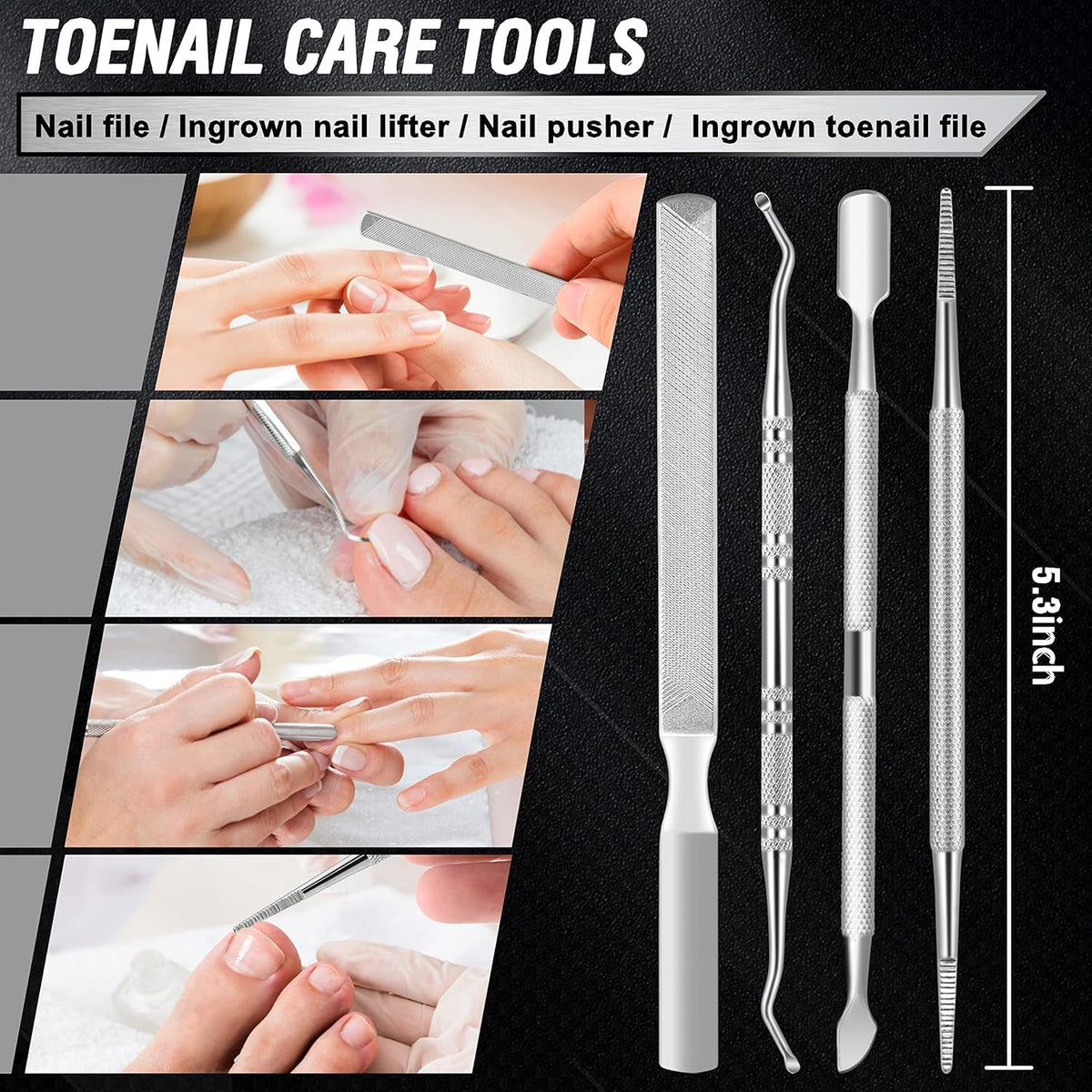 Aucurwen stainless-steel curved blade crafts precise cuts on thick nails.
