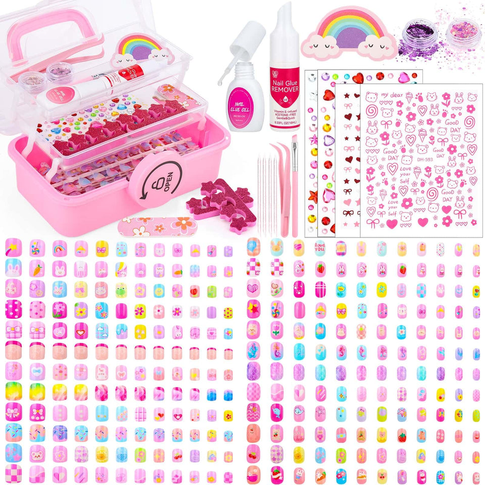 Audab 576pcs kids nails kit collection offers playful styles for daily nail art.