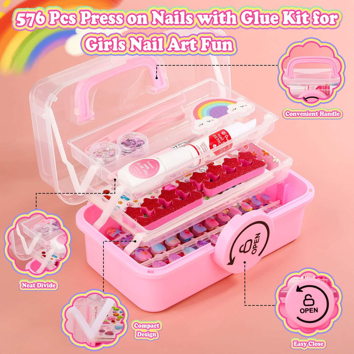Audab portable triple-layer storage case keeps everything organized for on-the-go manicures.