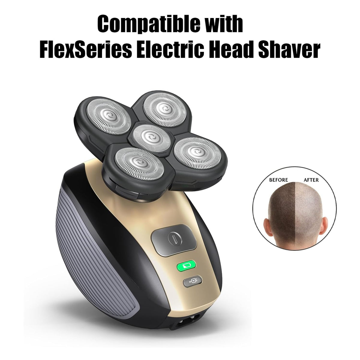 Audoc Freedom shaver blade closeup shows rounded 360-degree design for gentle skin contact