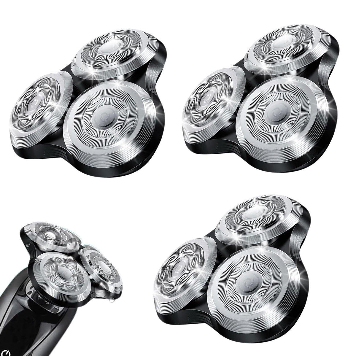 Audoc SH90 replacement head close-up with silver foil for a smoother shave.