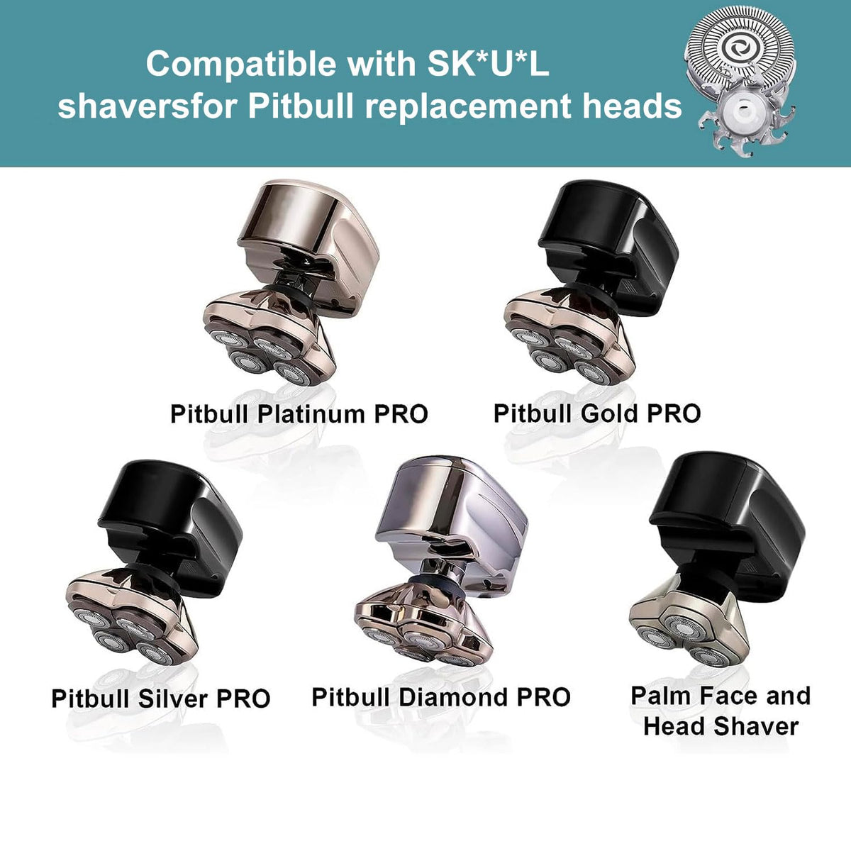 Audoc Skull Shaver Pitbull Platinum Pro blades with four heads for precise grooming