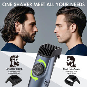 Audoc beard trimmer showing adjustable guards for versatile styling options.