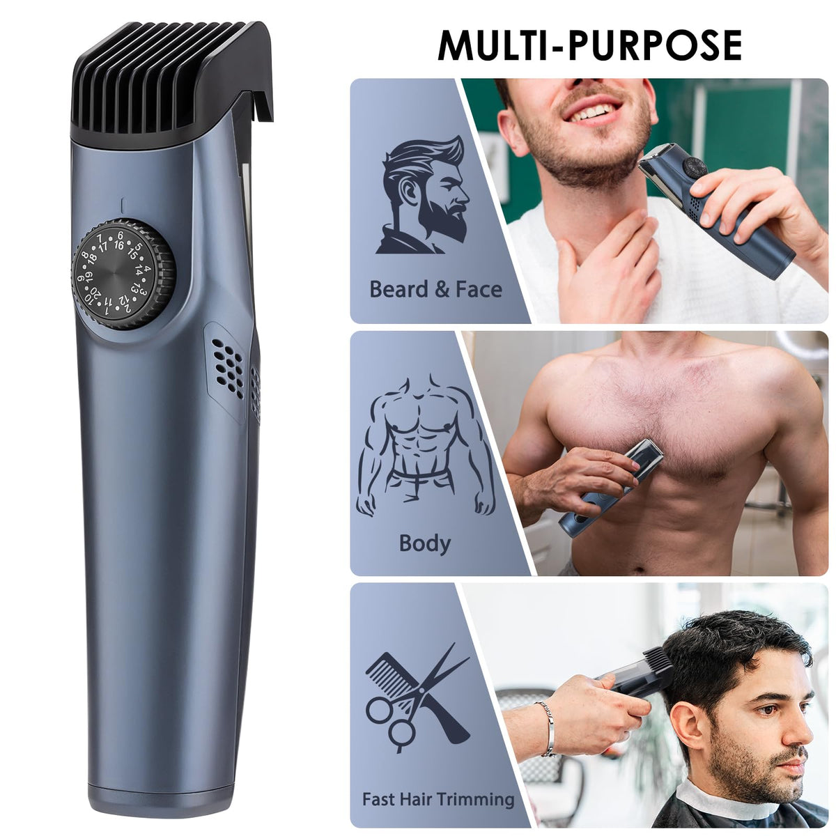 Audoc rechargeable beard trimmer with dual motors for steady power.