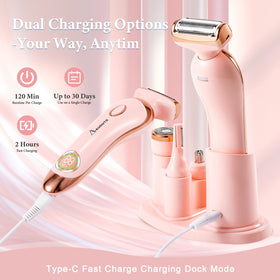 Auduto 4-in-1 shaver being used on the face with precision.