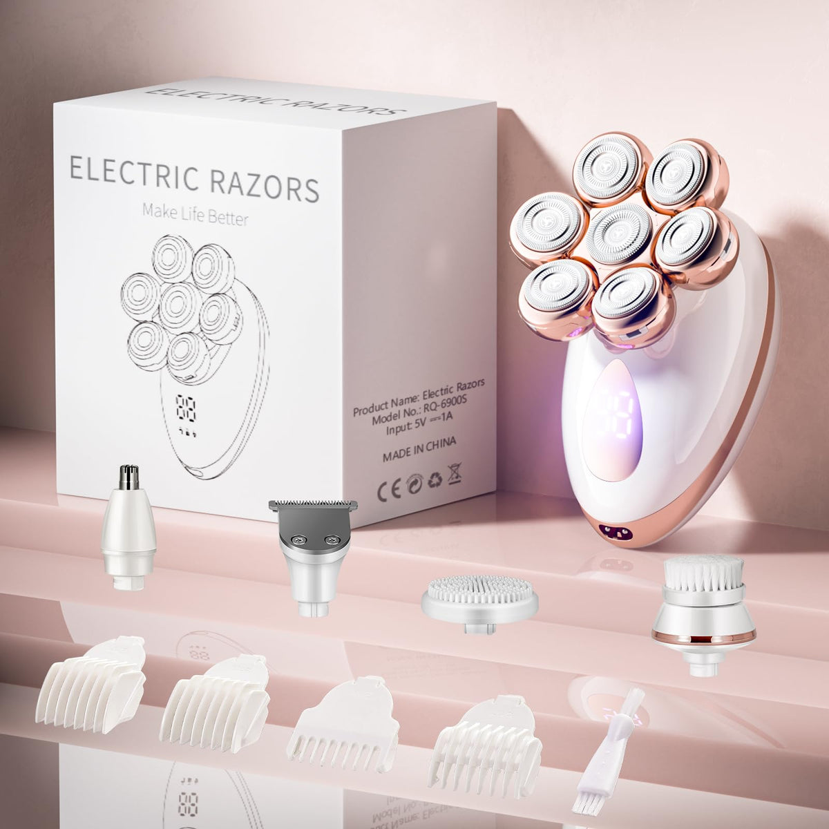 Augrz USB-rechargeable shaver with LED power display for smart use.