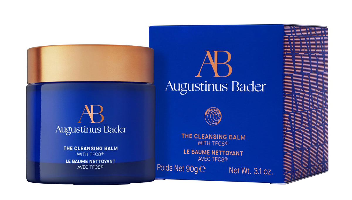 Augustinus Bader Cleansing Balm in use removes makeup and sunscreen effectively.