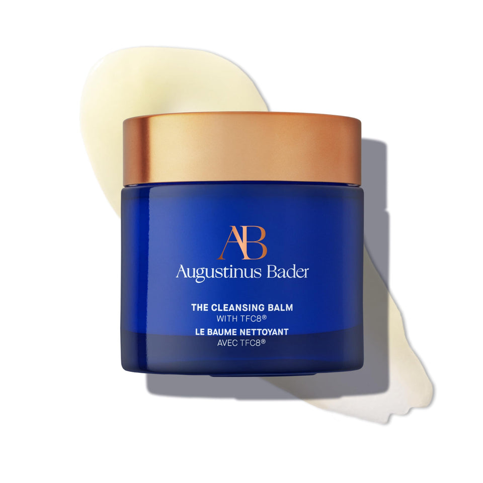 Augustinus Bader Cleansing Balm packaging in a recyclable glass jar for a premium cleanse.