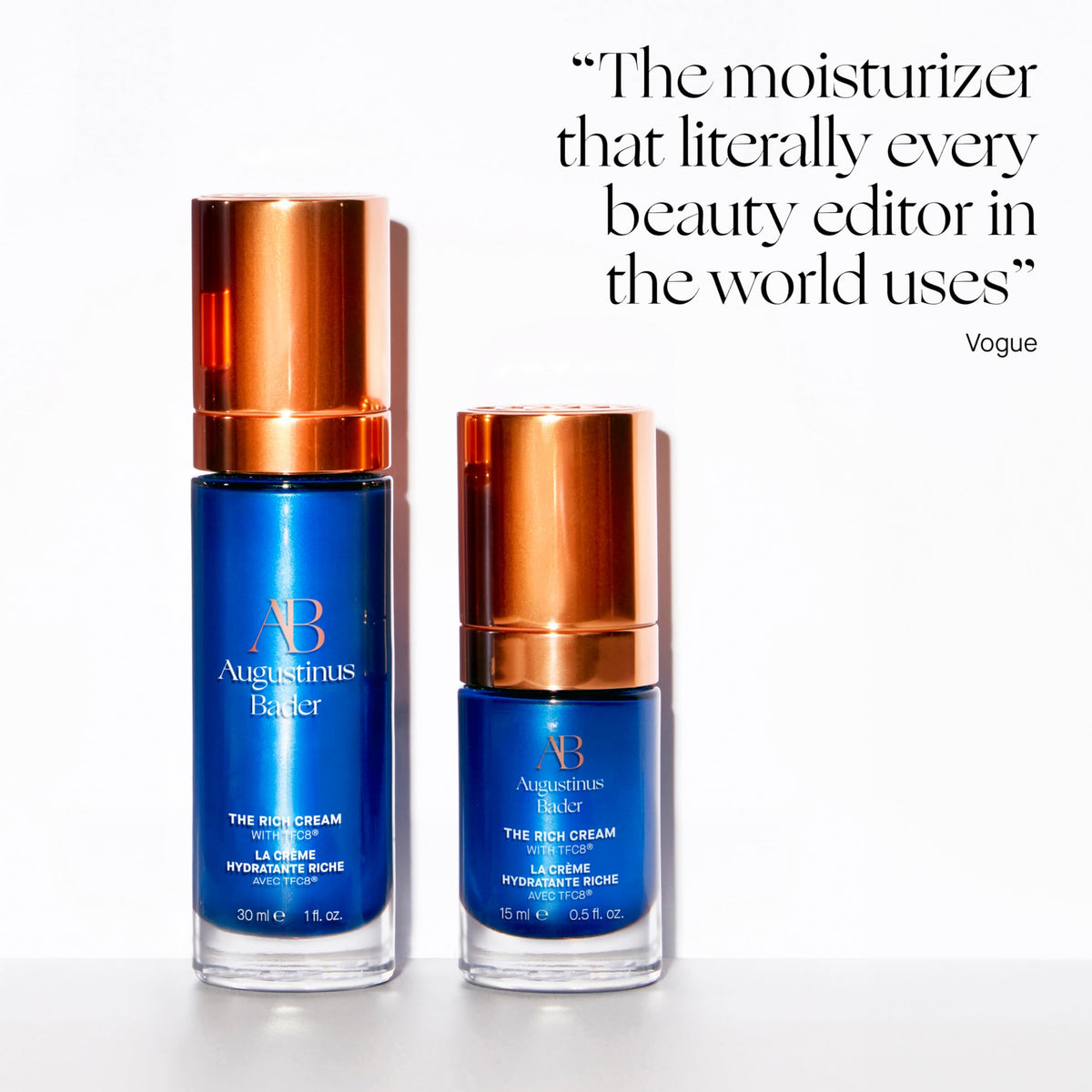 Premium skincare ritual with Augustinus Bader Rich Cream texture on skin