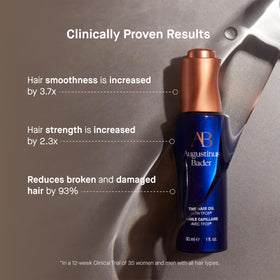 Small amount of The Hair Oil being applied to hair