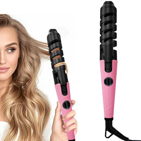 AUITRONCARE anti-scald ceramic curling wand pink01 angle shot showing safe, fast styling
