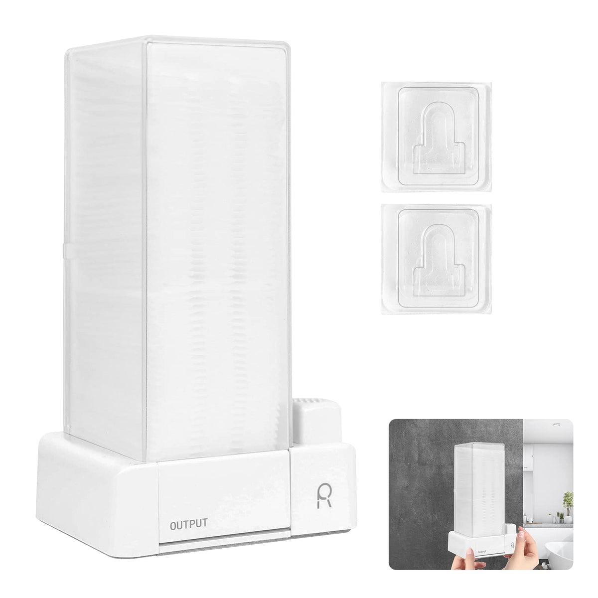 Aukiron automatic cotton pad holder front view, sleek white design for clean, organized skincare.