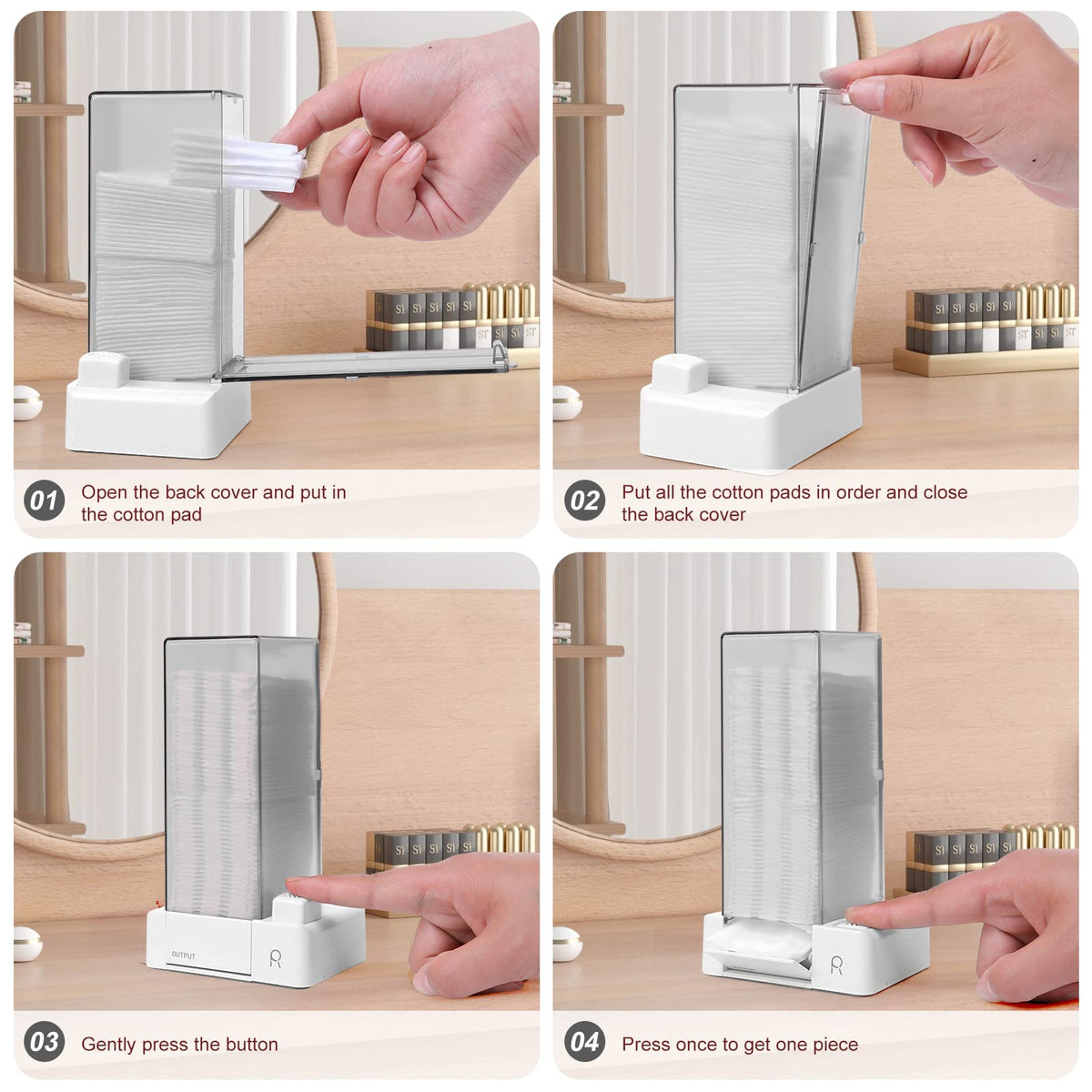 Aukiron square cotton pad holder front view shows non-slip base.
