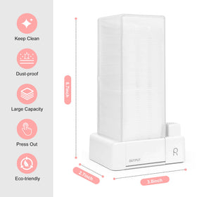 Aukiron square dispenser interior with visible pads for easy access and tidy storage.