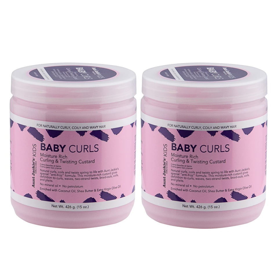 Aunt Jackie's Kids Baby Curls custard container for defined, moisturized curls