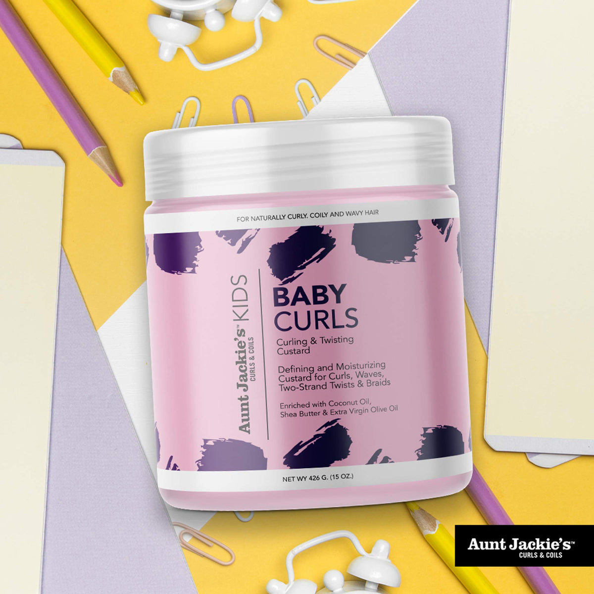 Aunt Jackie's Kids Baby Curls 2-pack packaging for convenient, long-lasting moisture