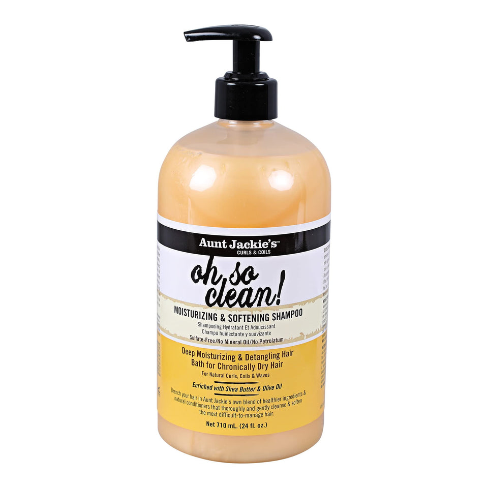Aunt Jackie's Oh So Clean 24oz pump bottle for gentle cleansing of natural curls, coils, and waves.