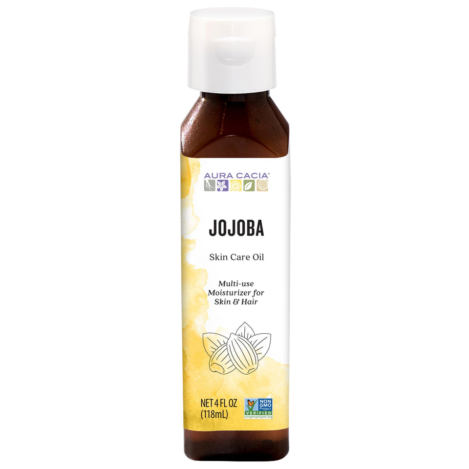 Aura Cacia Balancing Jojoba Oil 4oz bottle for lightweight hydration