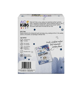 Aura Cacia Kids Bedtime Fizzy Bath Kit packet dissolving demonstrates easy, safe bathtime preparation for kids